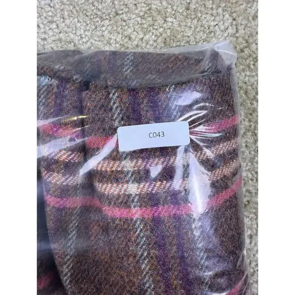 TALBOTS Skirt Size 14P Brown & Pink Striped Check Button Front $99 NWT C043 - Picture 9 of 9